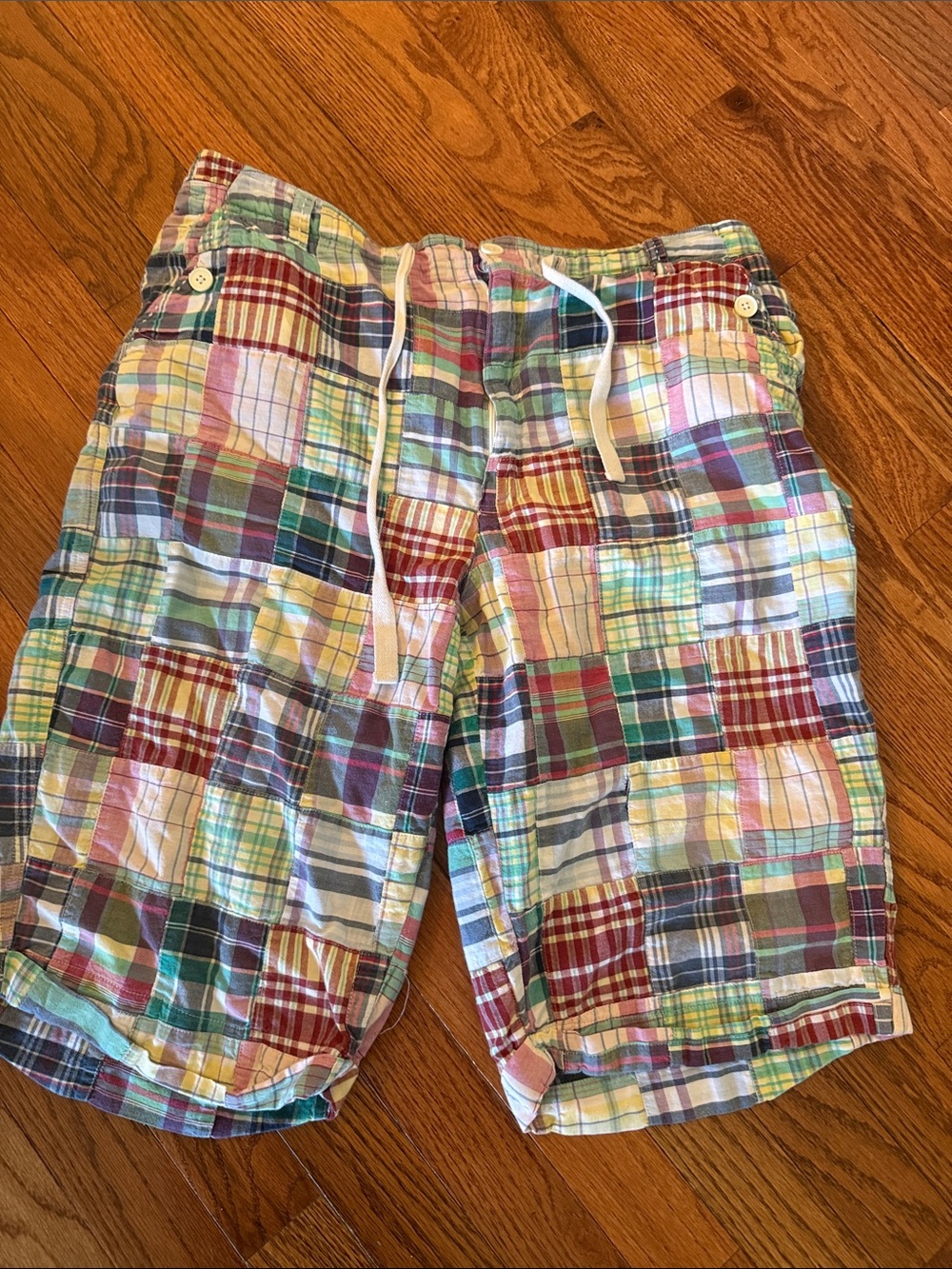 Kim Rogers Multicolor Patchwork Plaid Bermuda Shorts 100% cotton